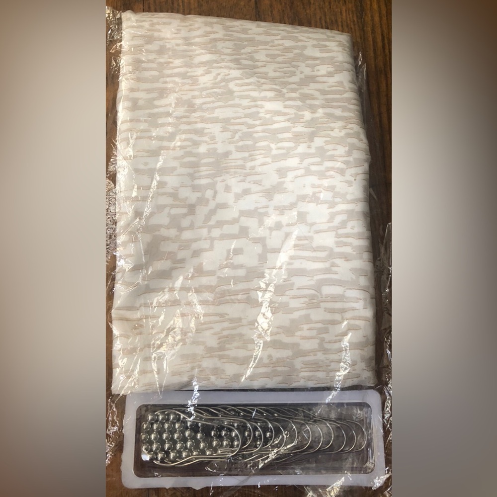 (New) Neutral Textured Curtain Panel with Metal Rings